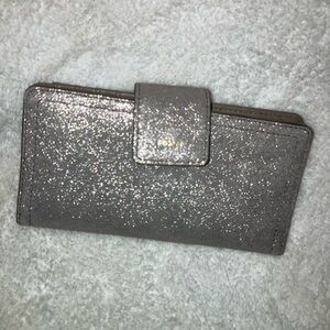 Fossil Glitter Snap Silver Wallet
